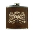 thumbnail image 1 of Henderson Irish Coat of Arms Leather Flask - Rustic Brown, 1 of 1