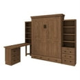 thumbnail image 1 of Henderson Queen Solid Wood Murphy Wall Bed - Desk & Two Storage Bookcase - Brown, 1 of 4