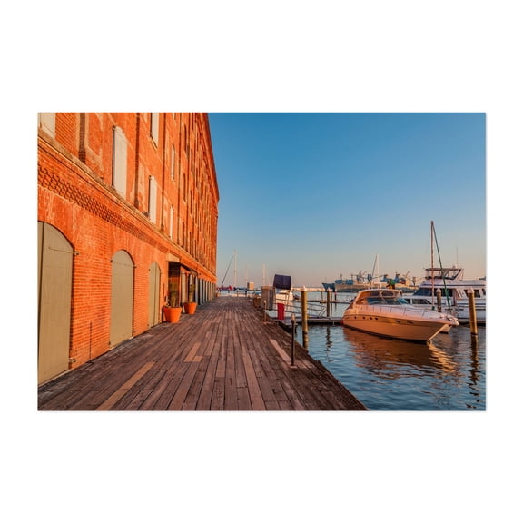 Henderson's Wharf at Sunset - Baltimore Maryland Photography Harbor Boardwalk Architecture Nautical Seaside Boat Port Unframed Wall Art Print 20 x 30 inches