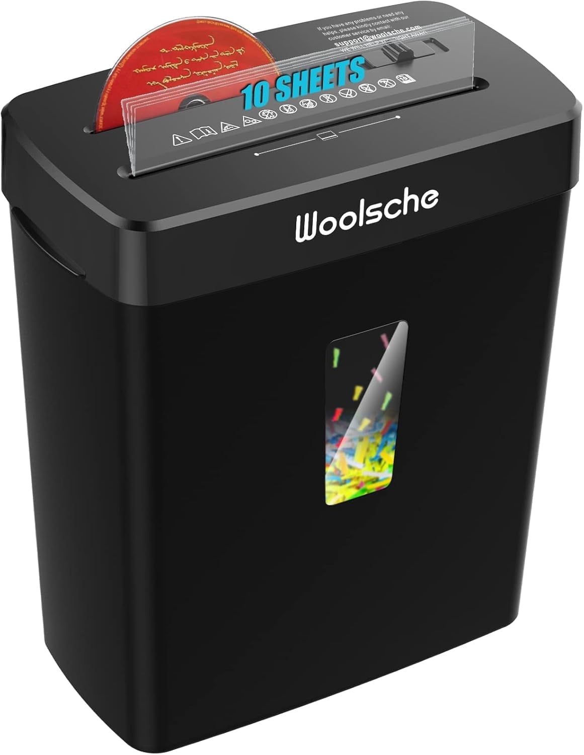 Hendoct 10-Sheet Cross Cut Paper Shredder, 13L Bin, Anti-Jam, P-4 High Security, Home Office, Etl Certified