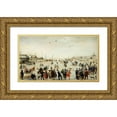 thumbnail image 1 of Hendrick Avercamp 18x12 Gold Ornate Wood Frame and Double Matted Museum Art Print Titled - Winter Scene on a Frozen Canal (circa 1620), 1 of 4