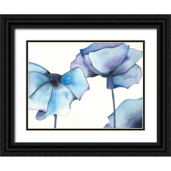 Hendrick, Cathy 14x12 Black Ornate Wood Framed with Double Matting Museum Art Print Titled - Blue Poppy II