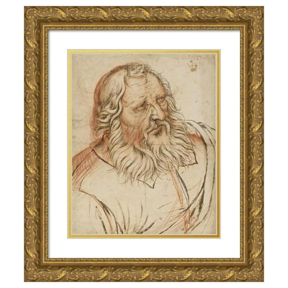 Hendrick Goltzius 12x14 Gold Ornate Wood Frame and Double Matted Museum Art Print Titled - The Apostle Bartholomaus (1585)