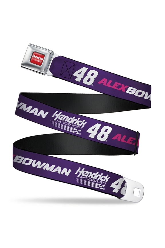 Hendrick Motorsports Belt, Seatbelt Buckle Belt, Alex Bowman #48 Hendrick Motorsports Racing Logo Purple, Youth 22 to 32 Inches
