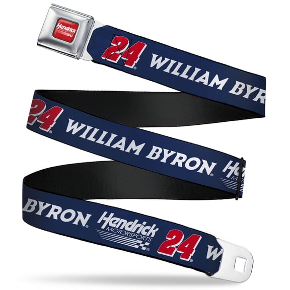 Hendrick Motorsports Belt, Seatbelt Buckle Belt, William Byron #24 Hendrick Motorsports Racing Logo Navy, 34 to 52 Inches