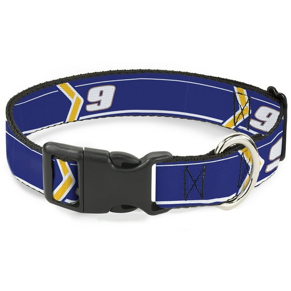 Hendrick Motorsports Pet Collar, Dog Collar Plastic Buckle, HMS Car Scheme Blue Yellow White, 7 to 8.5 Inches 0.5 Inch Wide