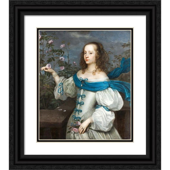 Hendrick Munnichhoven 12x14 Black Ornate Wood Framed Double Matted Museum Art Print Titled: Beata Elisabeth Von Konigsmarck (1637 - 1723)