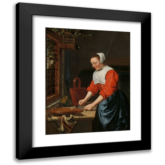 Hendrick Ten Oever 12x14 Black Modern Framed Museum Art Print Titled - The Servant Girl (1631 - 1677)