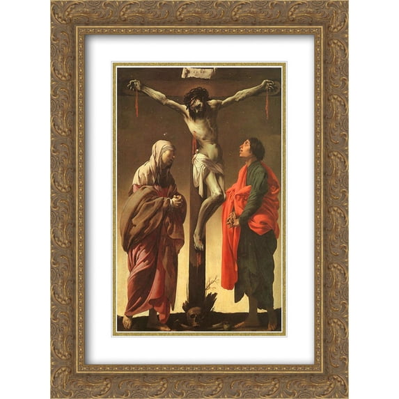 Hendrick Terbrugghen 2x Matted 20x24 Gold Ornate Framed Art Print 'The Crucifixion With The Virgin And St. John'