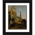 thumbnail image 1 of Hendrick Verschuring 19x24 Black Ornate Framed Double Matted Museum Art Print Titled: A Musical Party at the Church of S. Trinita Dei Monti, Rome, 1 of 5