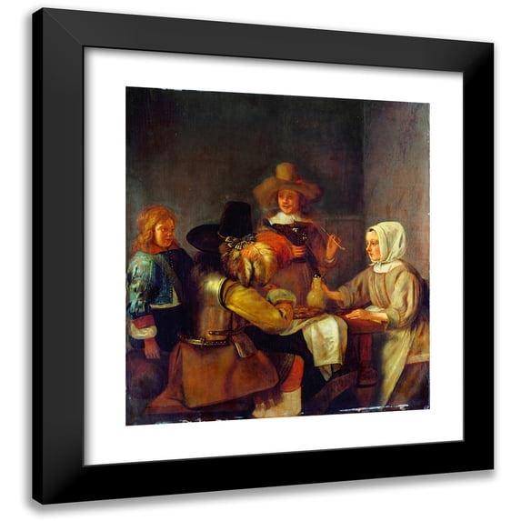 Hendrick van der Burgh 12x13 Black Modern Framed Museum Art Print Titled - The Oyster Meal (Between 1650 and 1655)