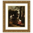 thumbnail image 1 of Hendrick van der Burgh 12x14 Gold Ornate Wood Frame and Double Matted Museum Art Print Titled - A Couple and a Shepherdess in a Landscape (1661), 1 of 4