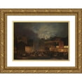 thumbnail image 1 of Hendrik Gerrit ten Cate 18x14 Gold Ornate Wood Frame and Double Matted Museum Art Print Titled - Fair on the Botermarkt at Evening (1834), 1 of 4