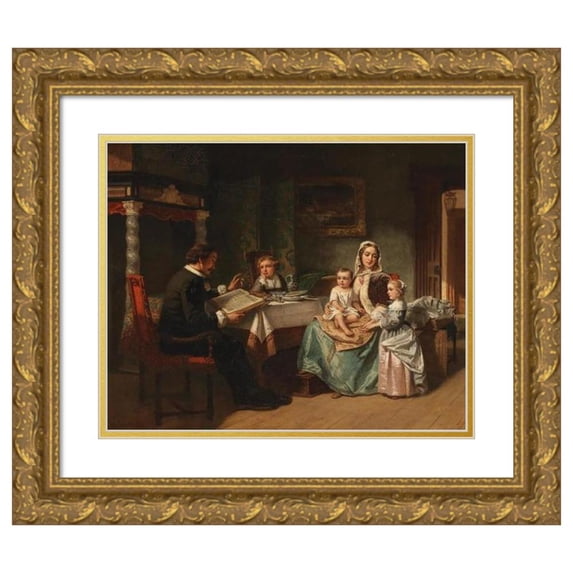 Hendrik Jacobus Scholten 18x15 Gold Ornate Wood Frame and Double Matted Museum Art Print Titled - The Storyteller (1854)