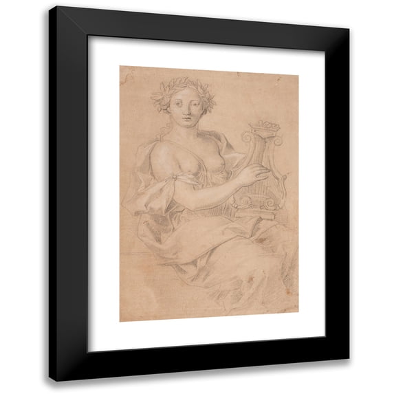 Hendrik Krock 11x14 Black Modern Framed Museum Art Print Titled - Lyre -Gaming Muse (Erato) (1671 - 1738)