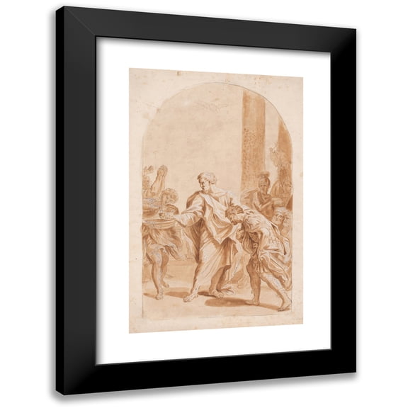 Hendrik Krock 11x14 Black Modern Framed Museum Art Print Titled - S. Peter Baptizes Centurion Cornelius. (Apostelhist. 1047-48) (1671-1738)