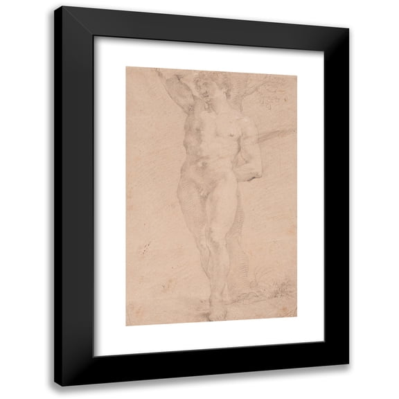 Hendrik Krock 11x14 Black Modern Framed Museum Art Print Titled - Standing Young Man with Right Arm Raised (1696)