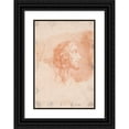 thumbnail image 1 of Hendrik Krock 11x14 Black Ornate Wood Framed Double Matted Museum Art Print Titled: Male Head with Beard and Long Hair (Christ) (1686 - 1738), 1 of 5