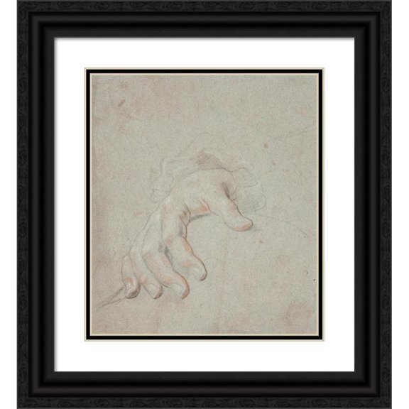 Hendrik Krock 20x22 Black Ornate Framed Double Matted Museum Art Print Titled: Study of a Hand (1671 - 1738)