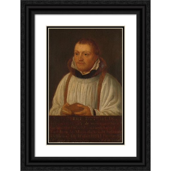 Hendrik Martensz. Sorgh 13x18 Black Ornate Wood Framed Double Matted Museum Art Print Titled - Portrait of Huybert Duyfhuys (C. 1515-81), Pastor of the Church of St James, Utrecht (1630