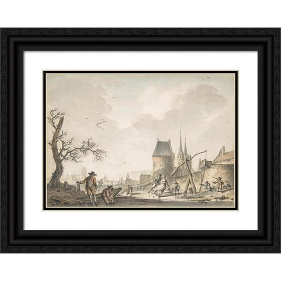 Hendrik Meijer 14x11 Black Ornate Wood Framed Double Matted Museum Art Print Titled: January (1776)