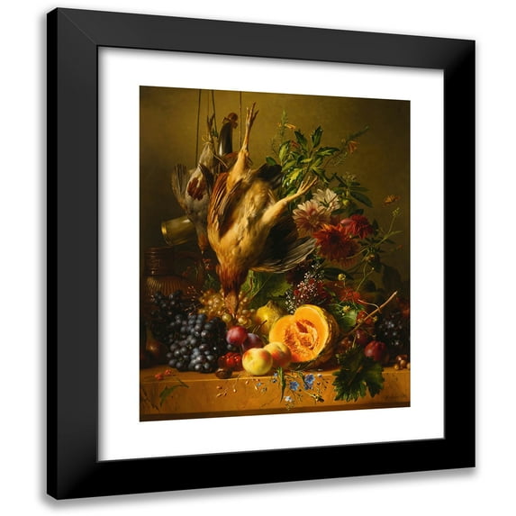 Hendrik Reekers 15x18 Black Modern Framed Museum Art Print Titled - Still Life with Game and Fruit (1844)