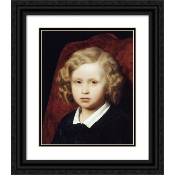 Hendrik Scheffer 15x18 Black Ornate Wood Framed Double Matted Museum Art Print Titled - Presumed Portrait of Ary-Arnold Scheffer (1840)