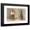 thumbnail image 1 of Hendrik Valkenburg 14x11 Black Modern Framed Museum Art Print Titled - Smoking Sailor, Woman with Yoke and Milk Buckets (1879), 1 of 5
