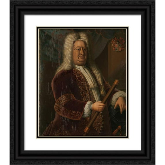 Hendrik van den Bosch 12x14 Black Ornate Wood Framed Double Matted Museum Art Print Titled: Dirk Van Cloon (1730-1735) (1733)