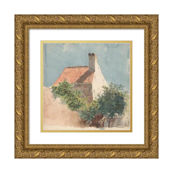 Hendrik van der Burgh 20x20 Gold Ornate Framed and Double Matted Museum Art Print Titled - Study of a Brick House (C. 1779 - C. 1858)