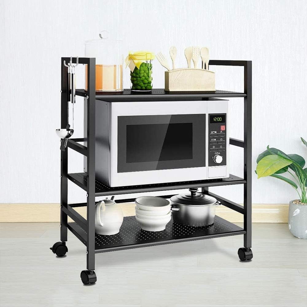 Henf 3 Shelf Kitchen Carts Metal Rolling Kitchen Cart Organizer ...