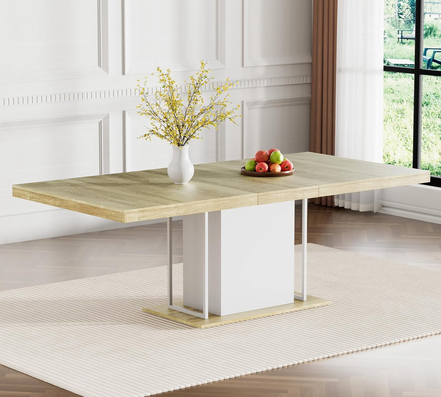 Henf 63"-78.74" Extendable Dining Room Table for 4 6 8 10, Mid Century ...
