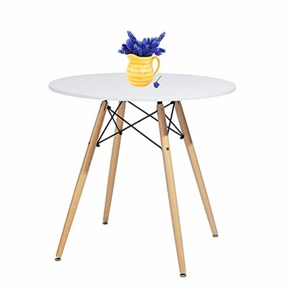 Henf Modern Round Dining Table 31.5 Inch Small Kitchen Table with Wood Legs for Small Spaces,Living Room,Bedroom,Library,Load-Bearing 220 Lbs