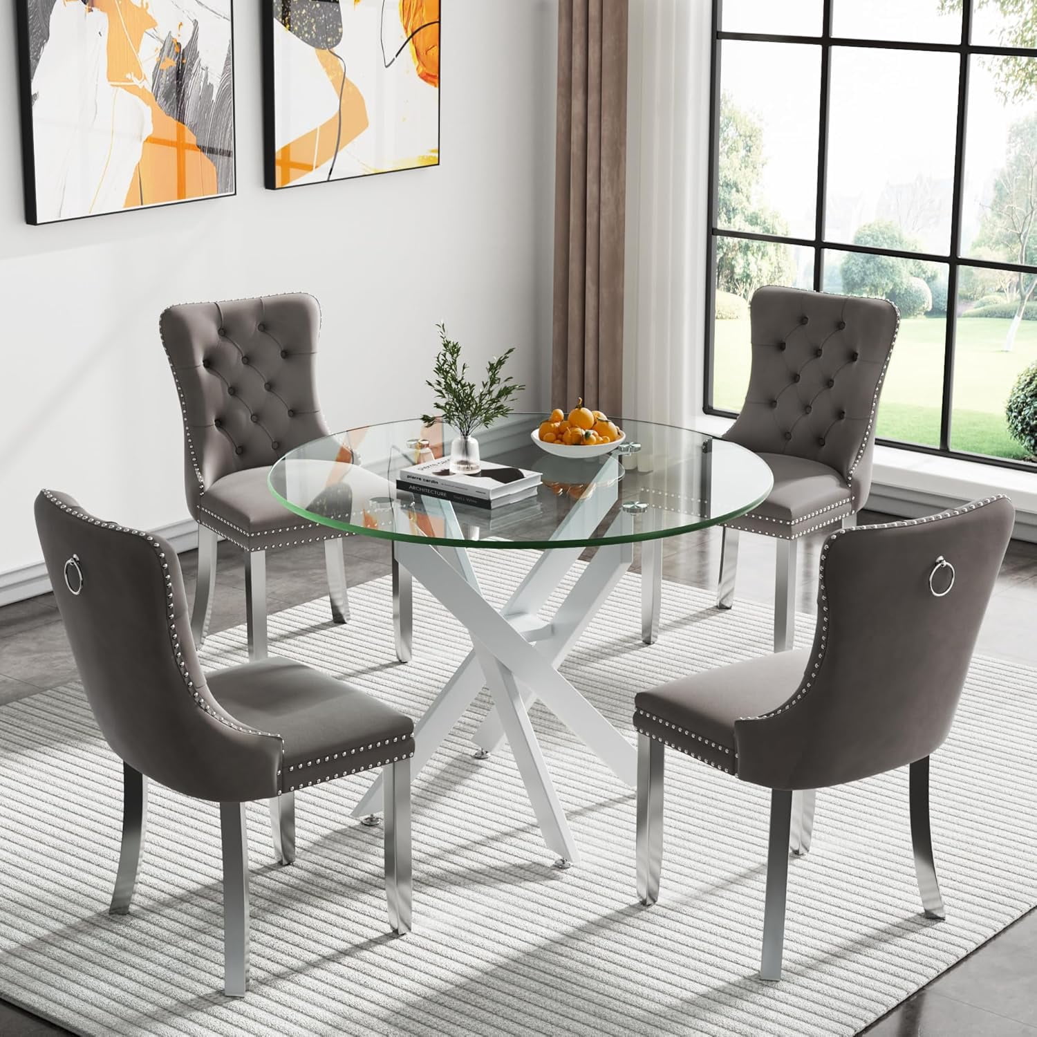 Henf Round Glass Dining Table , Modern Kitchen & Dining Room Tables ...