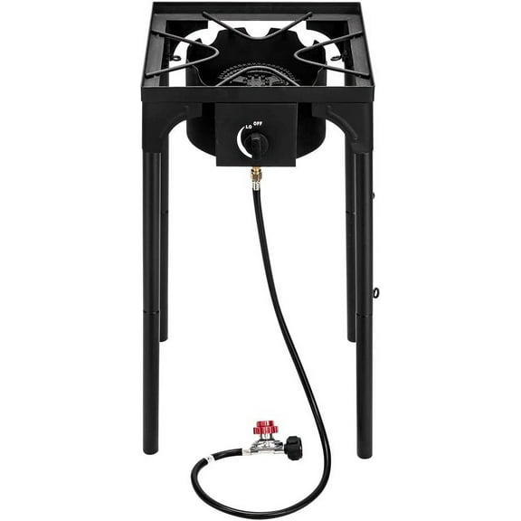 Henf Single Burner Outdoor Camp Stove Portable Cast Iron Patio Cooking Burner with Detachable legs perfect for Camping, Patio(Single Burner 75000-BTU)