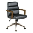 thumbnail image 1 of Henfield Office Chair- Black Faux Leather with Dark Wood Arms, 1 of 10