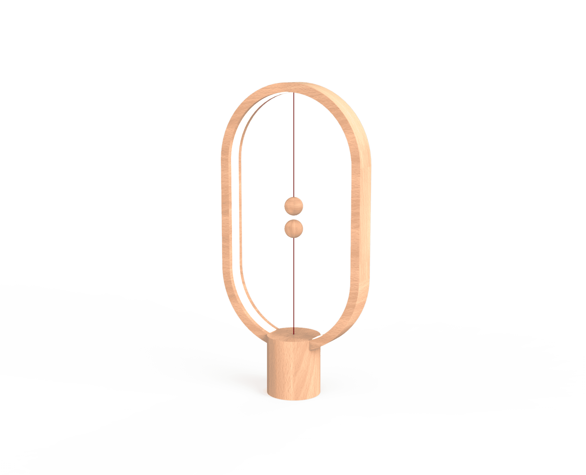 Large Light Wood Beech Ellipse Balance Desk Lamp