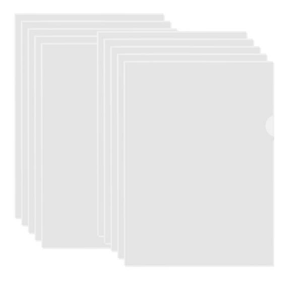 HengDidi 10-Pack A4 L-Shape Transparent File Folders Document Organizer Cover, Plastic Sleeves for Office Campus Home Paper Storage Management