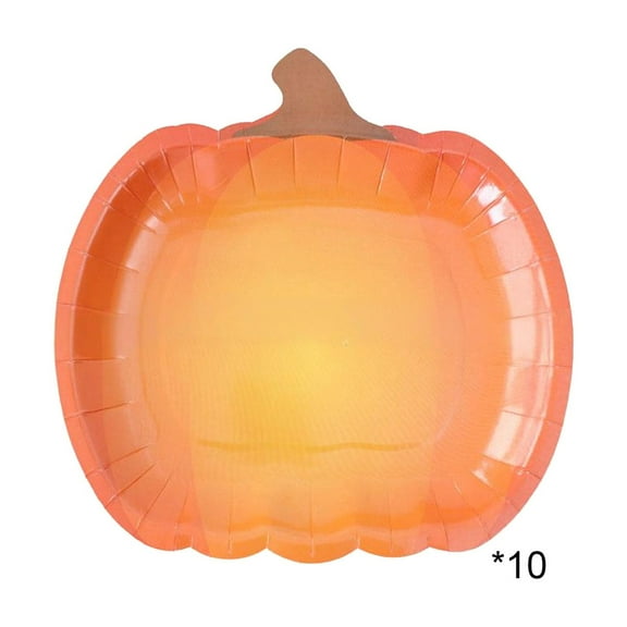 HengDidi 10-Pack Pumpkin Disposable Paper Plates 9-Inch Party Dessert Disposable Tableware for Festive Events