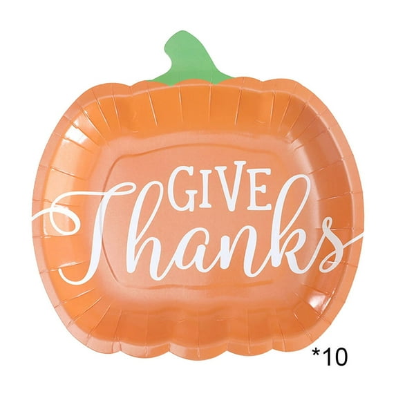 HengDidi 10-Pack Pumpkin Disposable Paper Plates 9-Inch Party Dessert Disposable Tableware for Festive Events