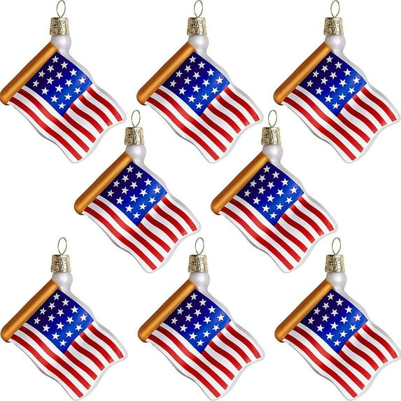 HengDidi 12-Pack Independence Day 3D Flag Ornaments - 7cm Patriotic Hanging Decor for Christmas Tree, Wall & Party Setup