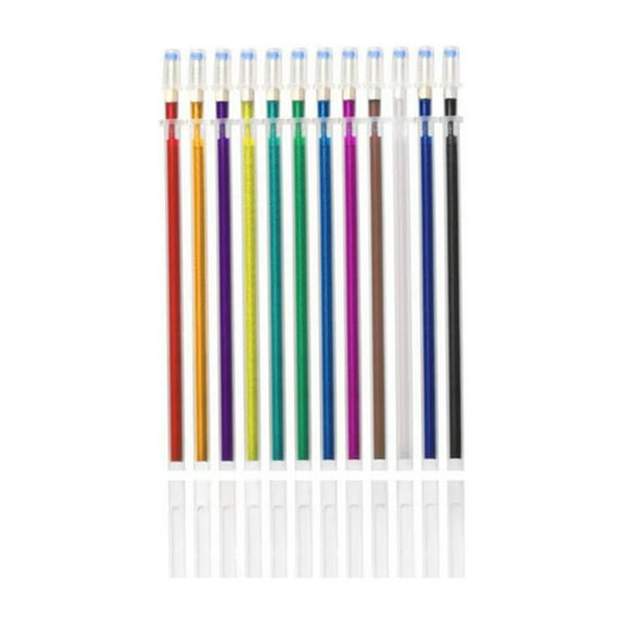 HengDidi 12-Piece Multicolor Smooth Writing Pen Refills Set for Arts Crafts Drawing with Glitter Fluorescent Pastel Metal Options Easy Replacement Ink Cartridges 13cm Length