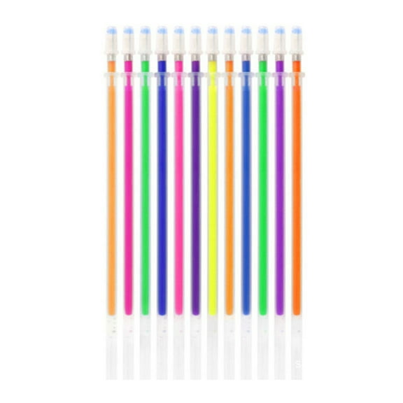 HengDidi 12-Piece Multicolor Smooth Writing Pen Refills Set for Arts Crafts Drawing with Glitter Fluorescent Pastel Metal Options Easy Replacement Ink Cartridges 13cm Length