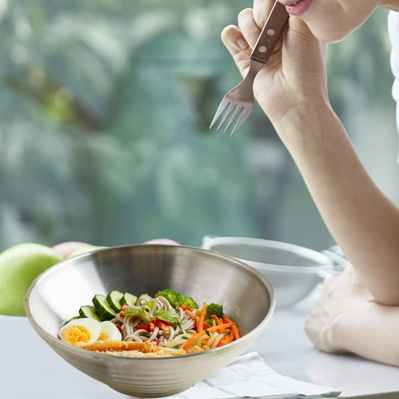 HengDidi 12cm Versatile Stainless Steel Serving Bowl - Multi-Purpose Kitchenware for Salads/Snacks/Instant Noodles (Dishwasher Safe)