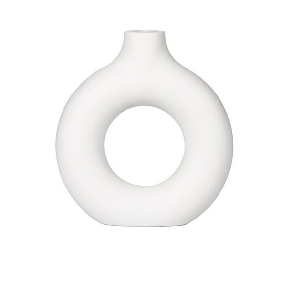 HengDidi 19.5x17.5cm Simple Plastic Vase Donut Shape Single Flower Pot Home Living Room Decoration Table Ornaments Circle Flower Arrangement Vase