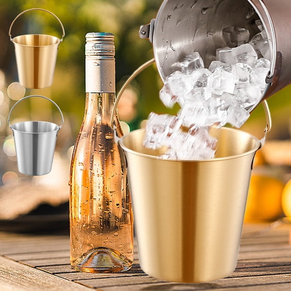 HengDidi 1L Stainless Steel Ice Bucket for Champagne Beer Snacks Portable Cold Keeping Easy to Clean Large Diameter Bar Kitchen Accessory