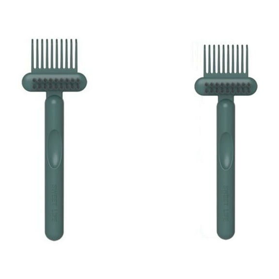 HengDidi 2-Pack Dual-Sided Hairbrush Cleaning Tool with Nylon Bristles, Compact Comb Cleaner for Home & Travel, Durable Plastic Hair Remover Brush (Orange/Green/Gray)