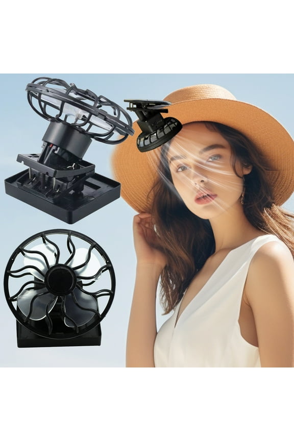 2 Pcs Solar Clip-On Hat Fan - Portable Sun Powered Cooling Device for Outdoor Activities like Hiking, Fishing, Camping, Direct Sunlight Operated with No Batteries Needed, Easy Clip for Hats