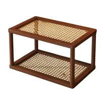 HengDidi 2-Tier Wooden Desk Storage Shelf - Compact Multi-layer Organizer for Mugs, Makeup, Stationery, Ergonomic - Coffee Color