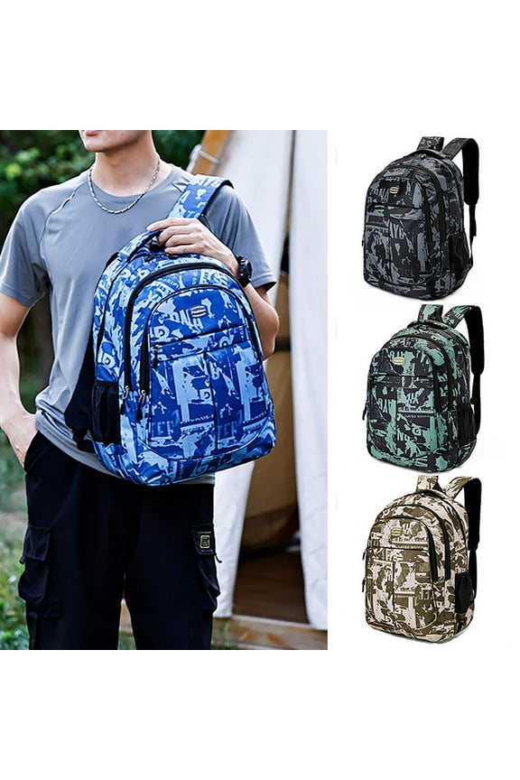 HengDidi 2025 New Camouflage Large Capacity Lightweight Backpack for Work & Travel - Water Resistant Laptop Compartment with Adjustable Straps & Multi-Pocket Design (33x46x15cm, 440g Blue)